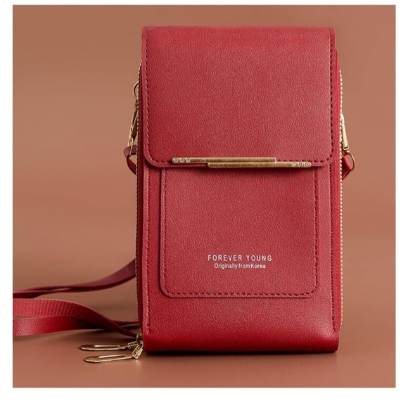 Red Crossbody Cell Phone Bag Purse with Credit card slots. NEW - Picture 1 of 2